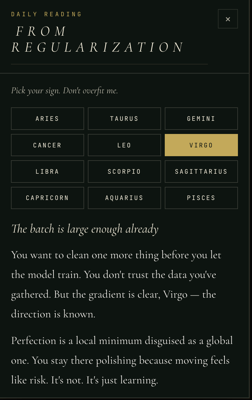 Virgo reading before ManifestYOU: The batch is large enough already